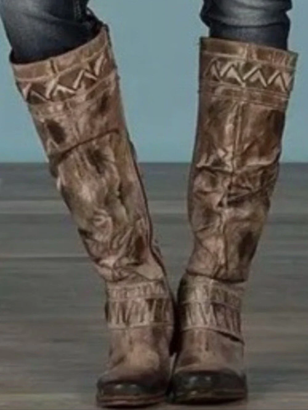 Corral Leather Georgia Slouchy Tall Riding Boots In Distressed Brown Sz 8.5
